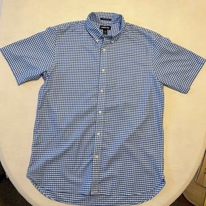 Lands’ End short sleeve blue checked shirt neck size 16.5